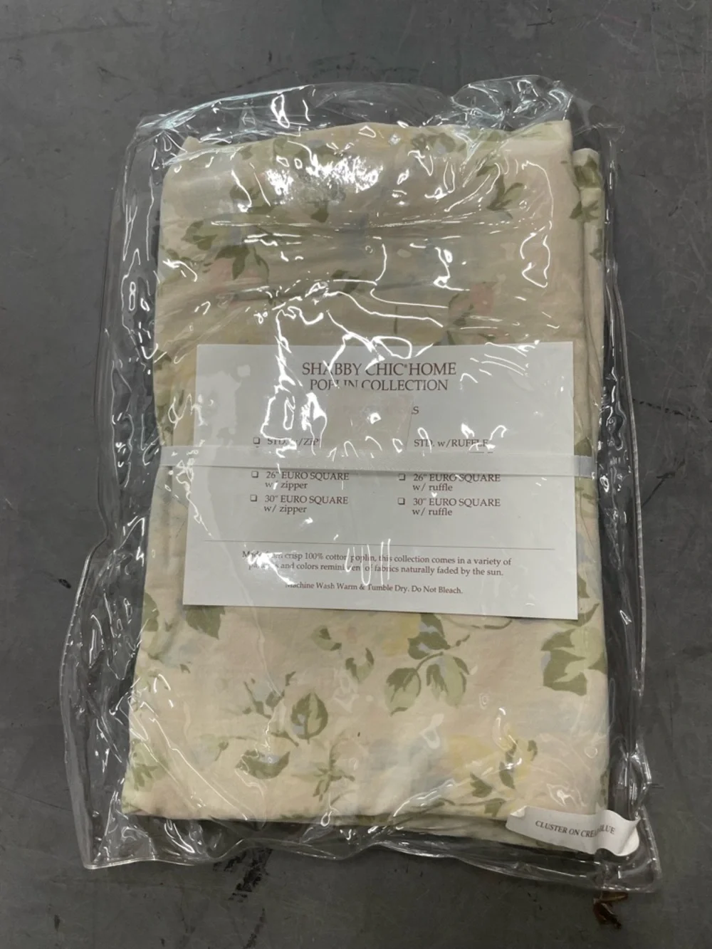 Shabby Chic Floral Poplin Pillow Shams in Cream and Olive